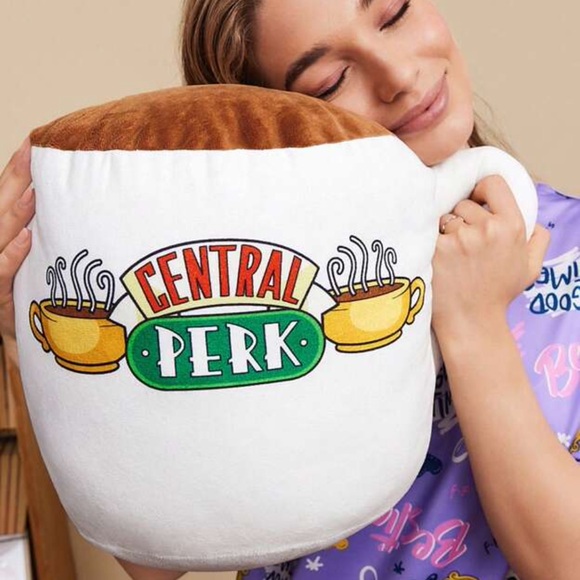 FRIENDS X Letter Print Coffee Cup Shaped Throw Pillow,Gifts - Picture 1 of 4